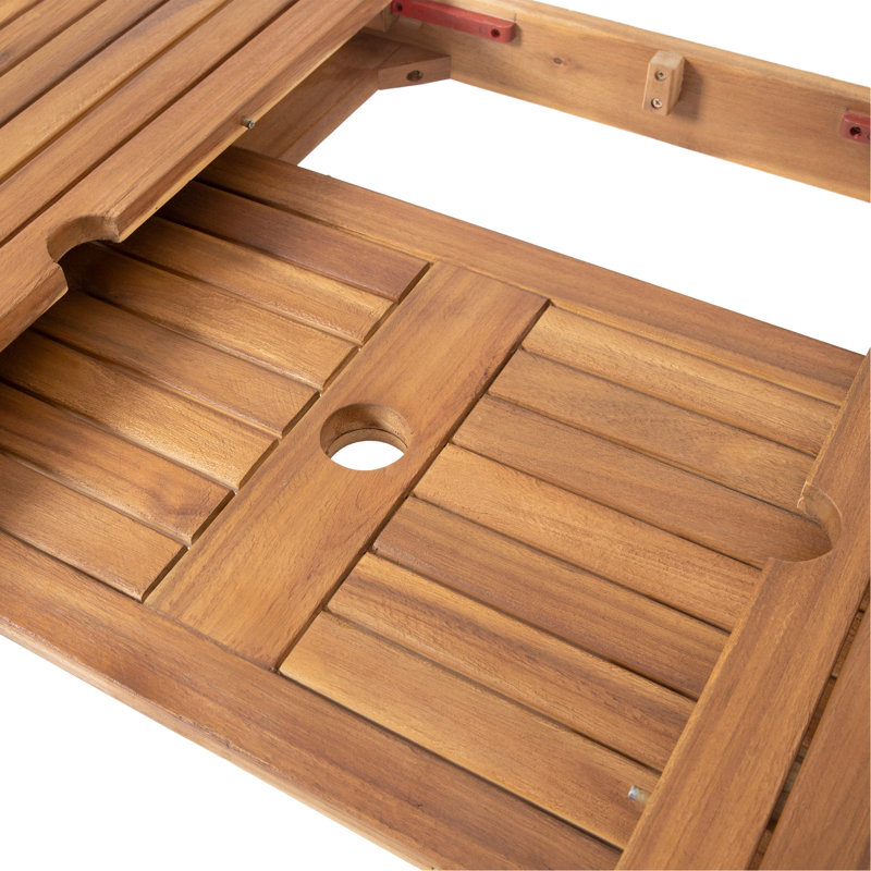 Table de salle à manger d'extérieur extensible en bois d'acacia, naturel, Naturel