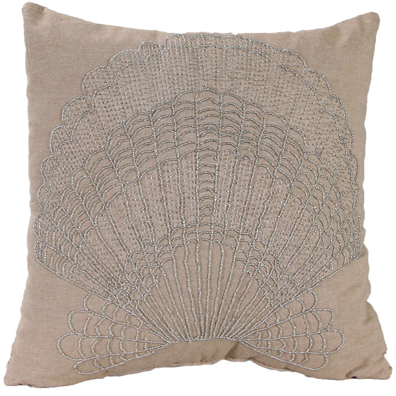 18" x 18" Indoor Throw Pillow, Seashell Beaded