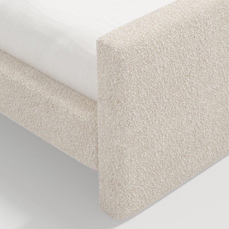 Upholstered Bed, Plush Ivory Boucle, King