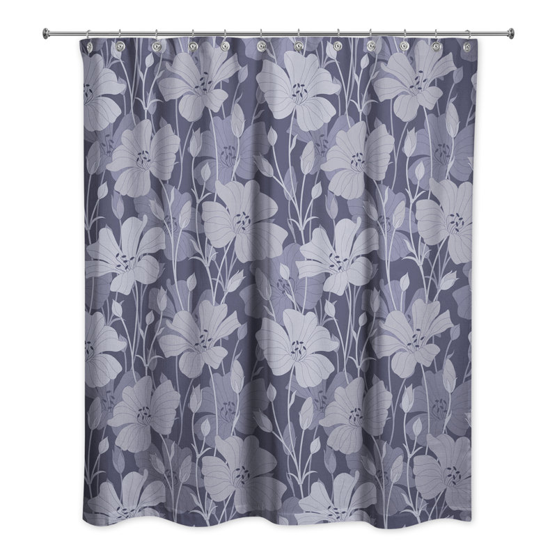 Floral Shower Curtain, Navy