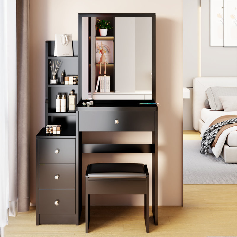 Mahipat 29'' W Unfinished 4 - Drawer Dresser, Black