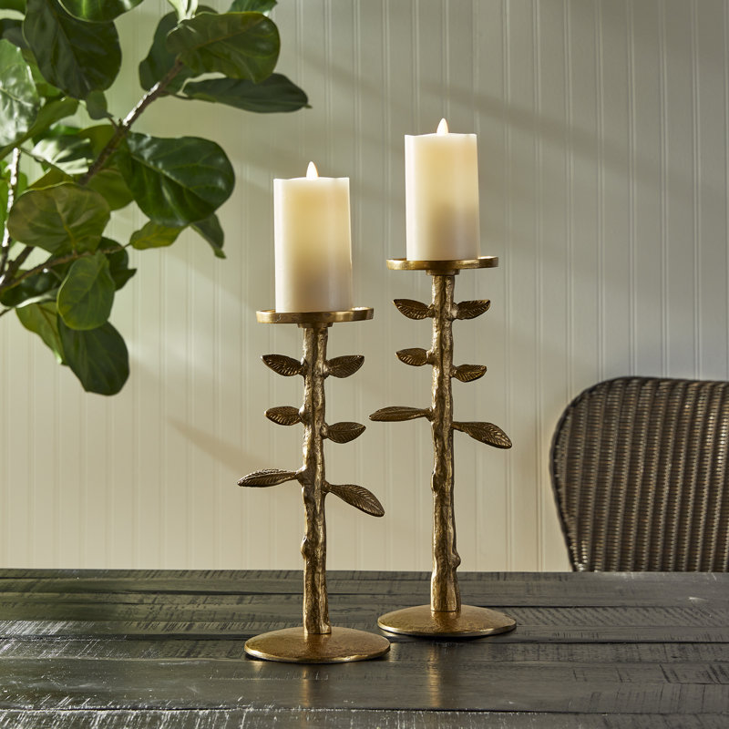 Brier 2 Piece Aluminum Tabletop Candlestick Set