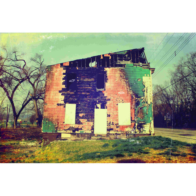 Pho to Distress Brick Building - Photographie sur toile tendue, H 8 po x l 12 po