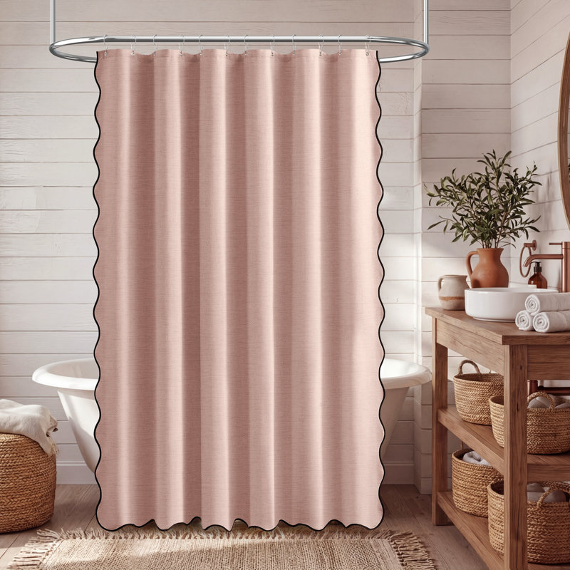 Rideaux de douche Boho Linen, H 72 po x l 72 po, Rosé