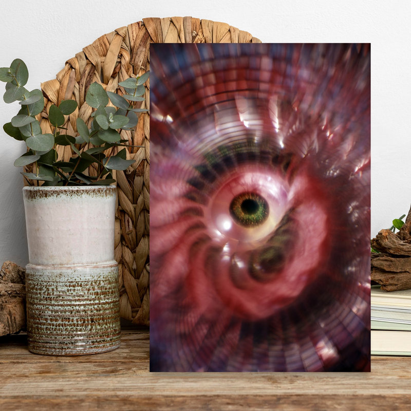 Green Eyeball Red Whirl Psychedelic Graphic Abstract Classic Retro Wall Art, H 18 po x l 12 po