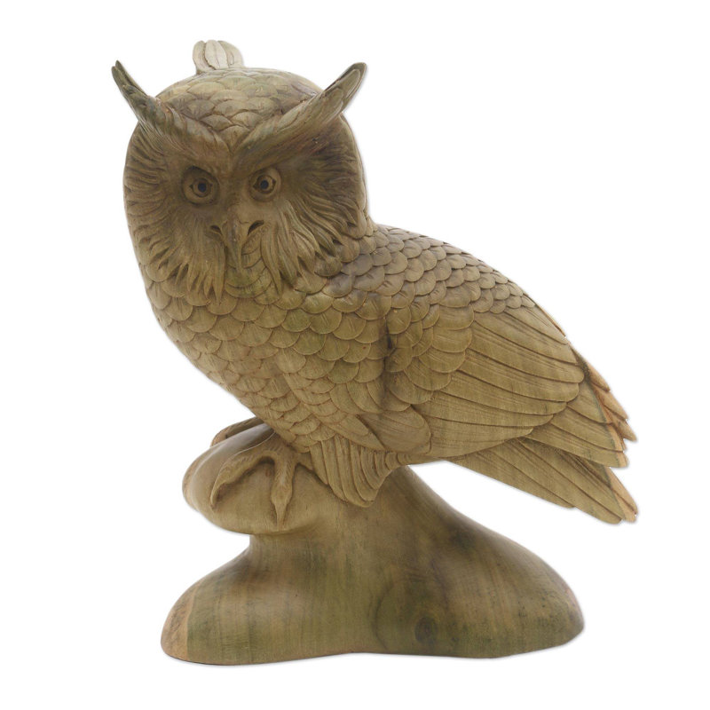 Figurine en bois hibou focused Kiki