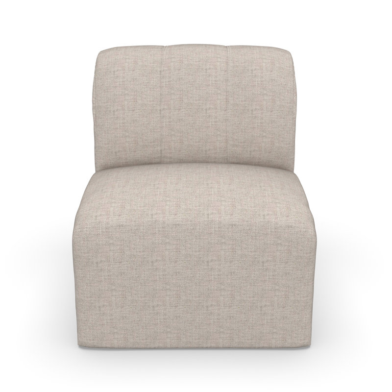 Praia Modern Upholstered Armless Lounge Chair with Sunbrella Fabric, Sunbrella® Cast Silver