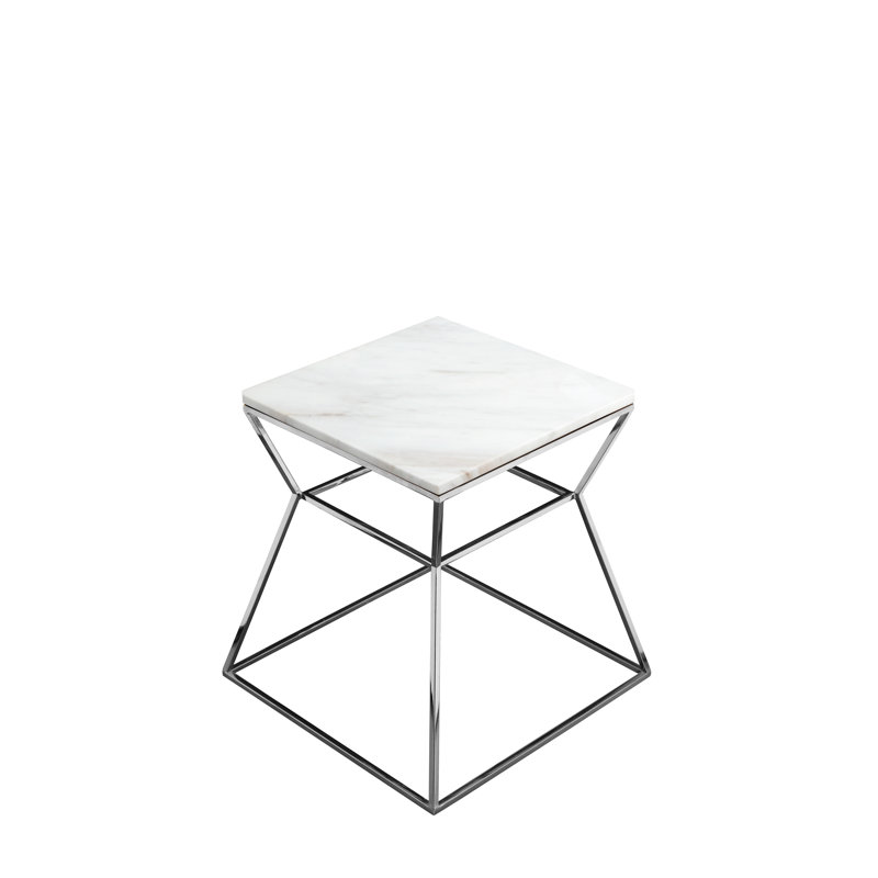 Table de bout à piédestal Geo - Table d'appoint en marbre - Table d'appoint en pierre de luxe moderne - Table d'appoint en marbre blanc