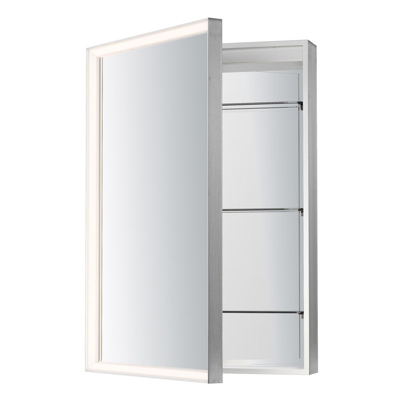 Miroir biseauté à DEL, Nickel satiné