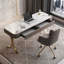 Bureau gris / gris fritté rectangulaire + bois manufacturé + acier inoxydable avec bureau à 2 tiroirs-108471134