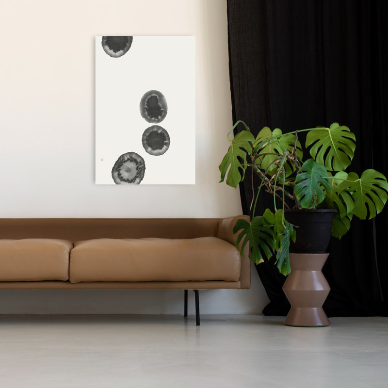 Encre organique, cercles délavés abstraits, nature pacifique contemporaine, art mural océan, 48" H x 32" W