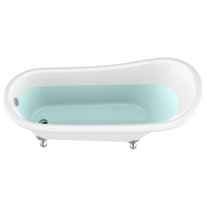 Diamante 67'' White Acrylic Clawfoot Slipper Bathtub