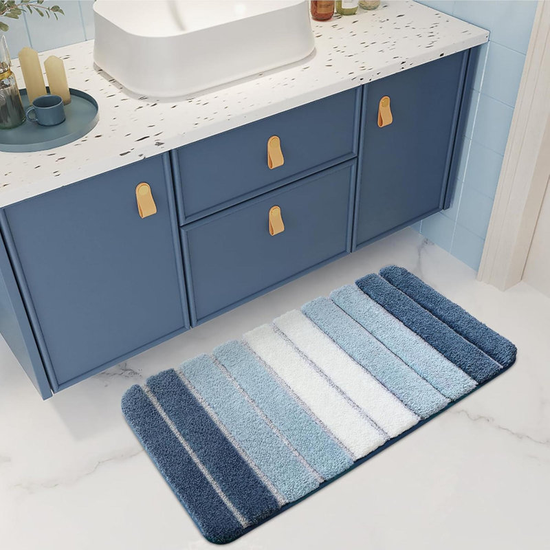 Tapis pour salle de bain Konnie, Bleu, L 20 po x L 32 po