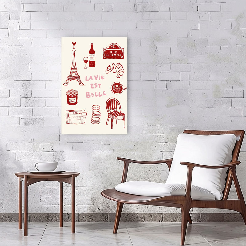 Paris La Vie Est Belle Romantic Contemporary Architecture Wall Art Print 1 Piece Wrapped Canvas Wall Art