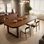 Solid wood round corner dining table rectangular