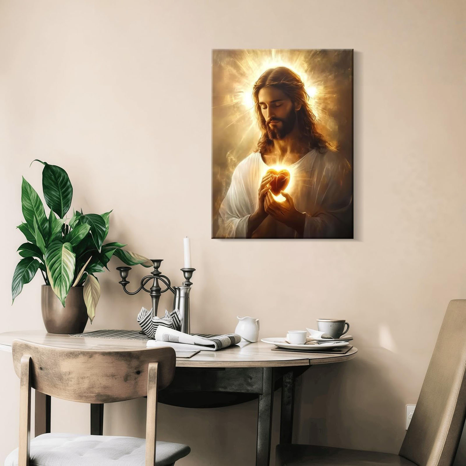 Astoria Grand Framed Jesus Canvas Wall Art Sacred Heart Of Jesus Wall ...