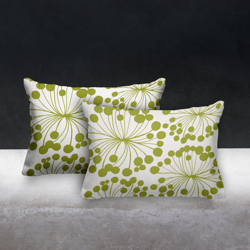 Polyester / Mélange de polyester Housse de coussin rectangulaire intérieure / extérieure lombaire et insert, Chartreuse