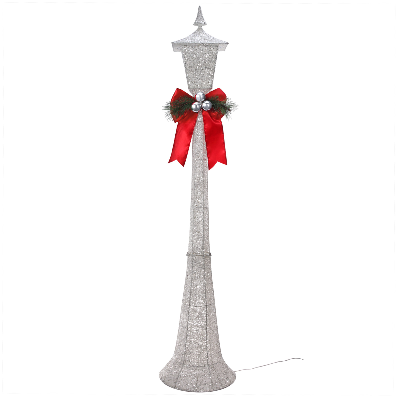Metal Christmas Decoration, White, 60" H x 20.5" W x 11" D