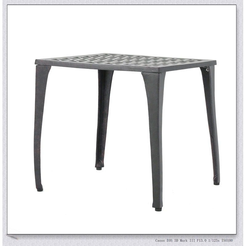 Table d'appoint d'extérieur en fonte d'aluminium durable avec grillage complexe et finition bronze polyvalente pour patio et jardin