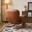 Chaise berçante moderne et ergonomique, chaise berçante rembourrée surdimensionnée avec structure en bois massif et revêtement en cuir pour le salon