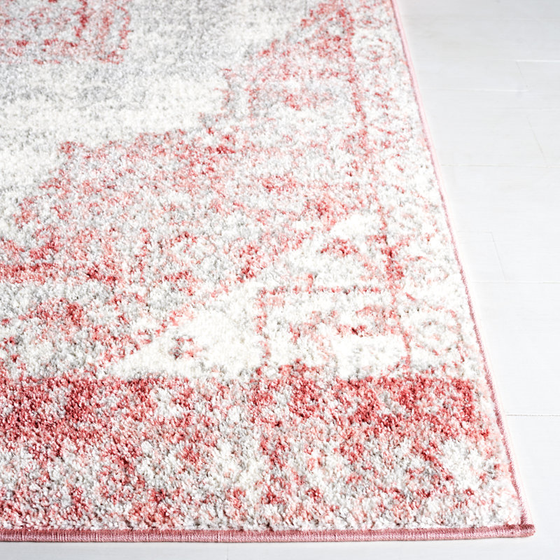 Lowrey Ivory/Gray/Pink Rug, Rectangle 5'5" x 7'6"