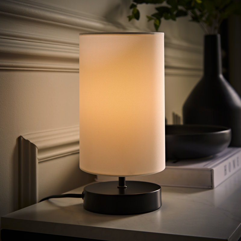 Romica Metal Table Lamp, White, Matt Black, Yes