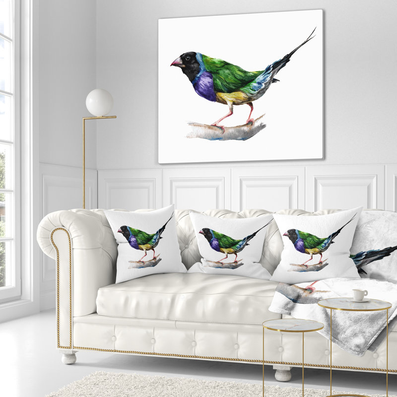 Gould Finch - Coussin imprimé animal, 16 po x 1 po, Coussin décoratif