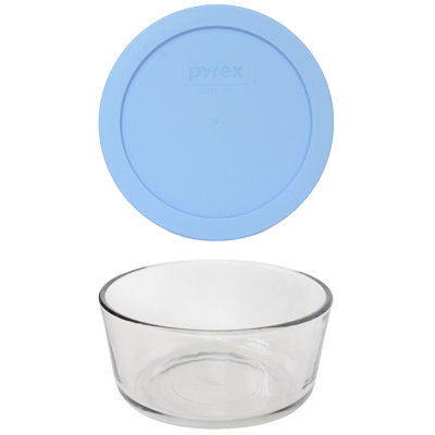 Pyrex (1) 7201 4 Cup Glass Bowl & (1) 7201-pc Lid In Blue Cornflower