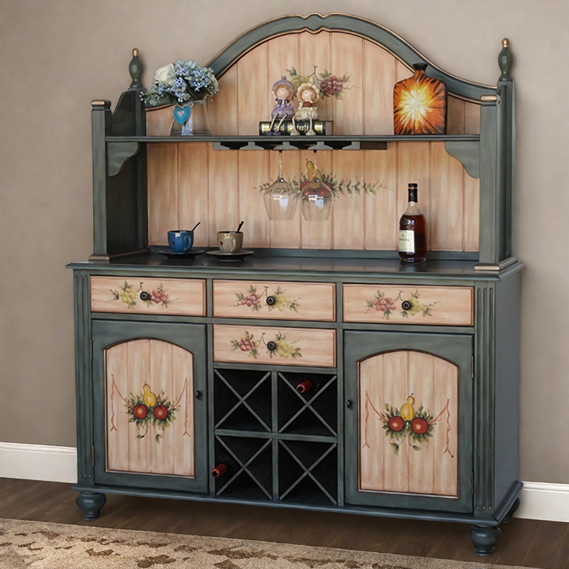 Buffet rétro en bois massif multifonctionnel