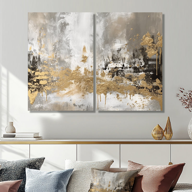 Estinnes - Impressions sur toile modernes turquoise, Wrapped Canvas, Does Not Apply, 36" H x 48" W