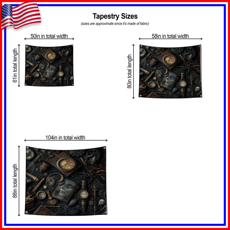 Tapisserie murale Vintage Collection, H 50 po x l 60 po avec 4 œillets
