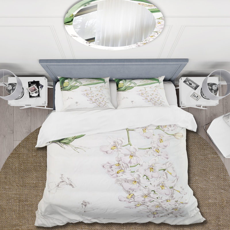 Vintage White Orchid II - ensemble de housse de couette traditionnel - microfibre de polyester