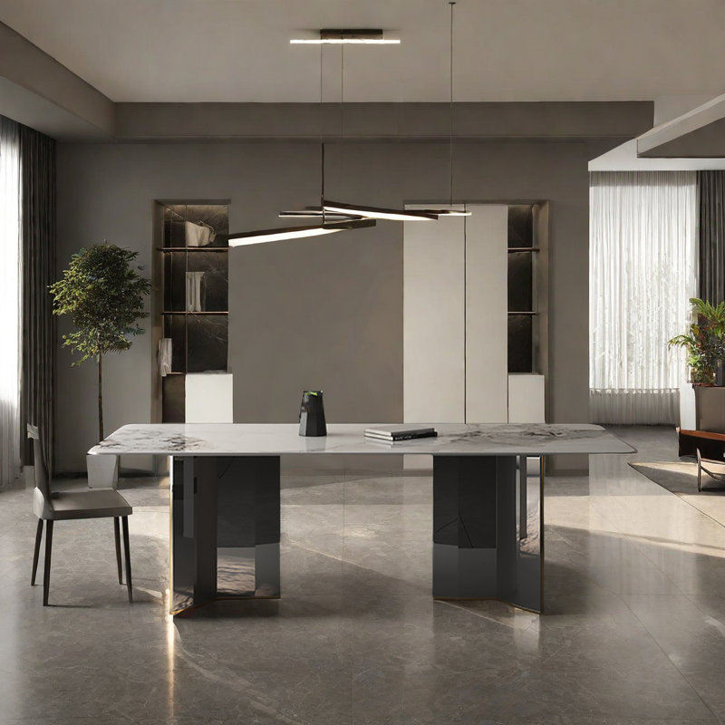 Alayne Metal Base Dining Table, 29.50"H x 70.9"L x 31.5"W