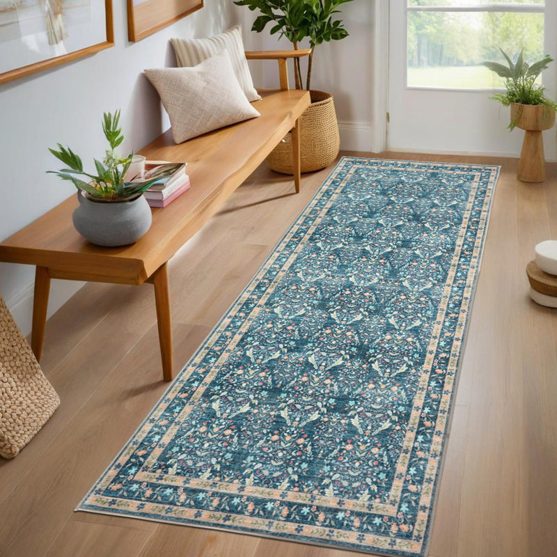 Area Rugs Washable Vintage Area Rug for Living Room or Bedroom – Soft, Distressed, Non-Slip, Low Pile Carpet – Indoor Dining Room Home Decor