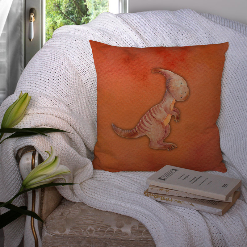 Coussin décoratif intérieur/extérieur aquarelle parasaurolophus, 14 po x 14 po