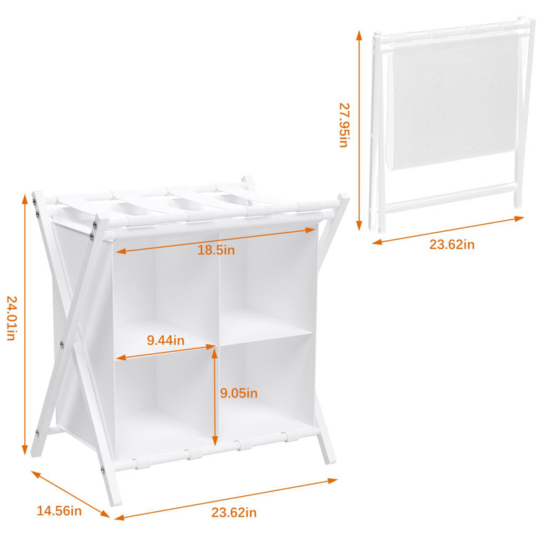 Luggage Rack with storage, White