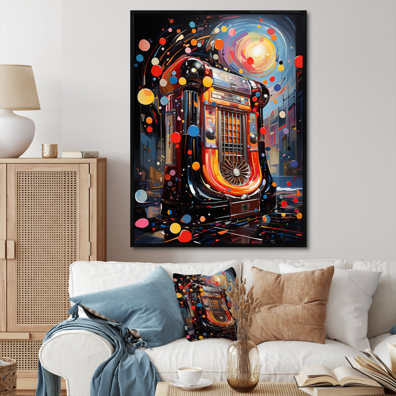 Rock N Roll Jukebox Fever III - Jukeboxes, art mural, Cadre flottant noir, H 20 po x l 12 po x P 1 po