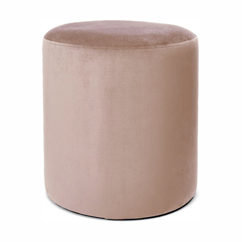 Hensel 28cm Wide Velvet Round Solid Colour Pouffe Ottoman, Coffee