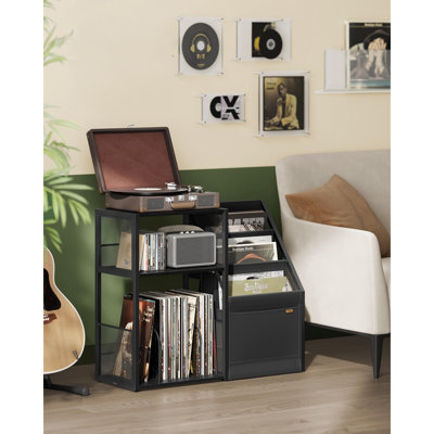 Record Player Stand, 3-Tier Side Table, Vinyl Record Storage Up To 140 Albums, End Table For Living Room, Bedroom,  