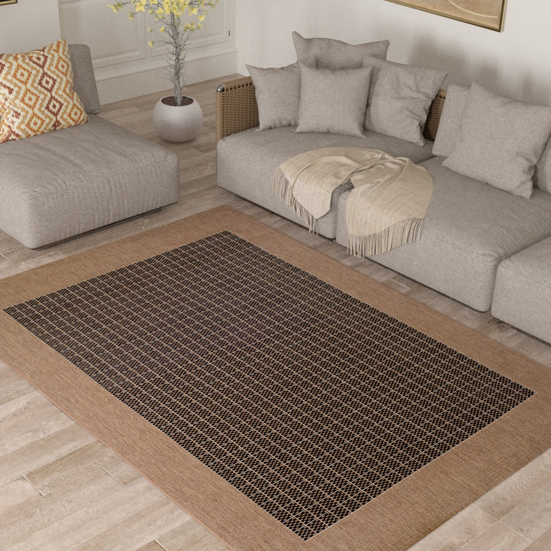 Fierce Campo Black-Brown Indoor/Outdoor Area Rug, Rectangle 6'2" x 9'2"