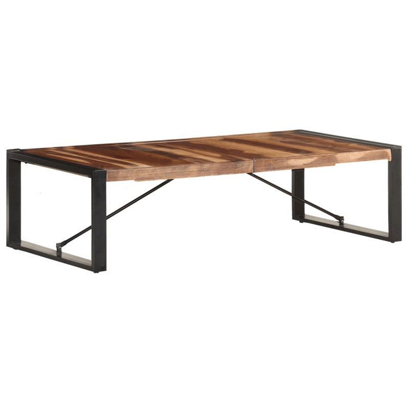 Danville Coffee Table Solid Wood, 40cm H x 140cm W x 70cm D, Dark Brown, Black