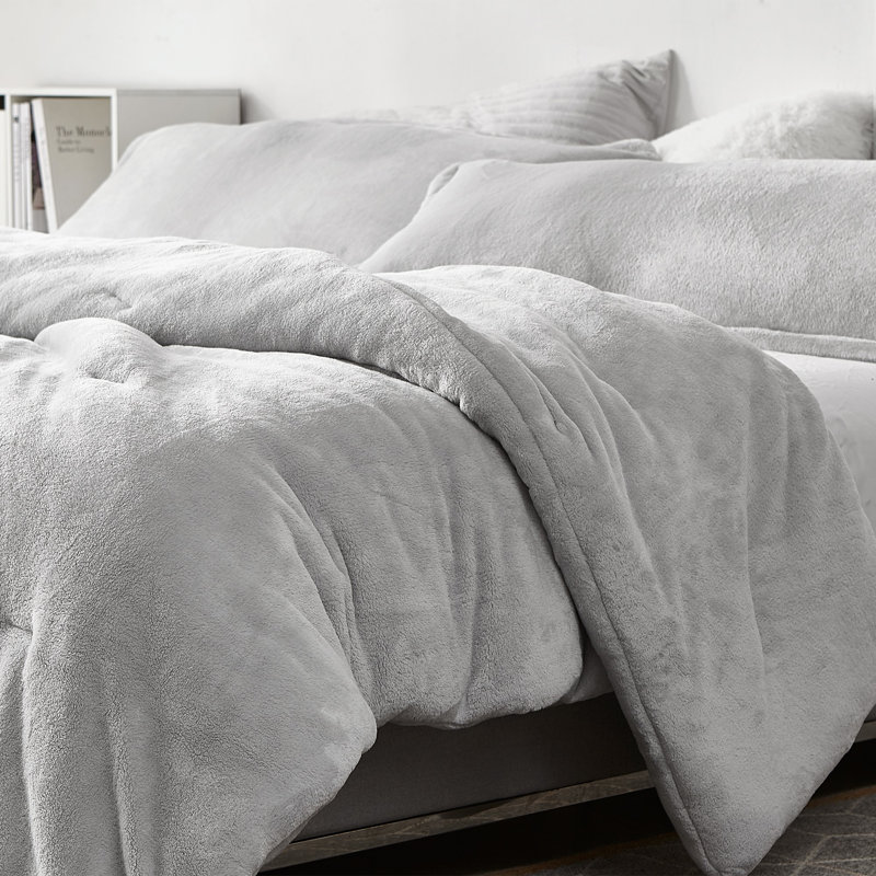 Glacier Gray Twin XL Coral Fleece Comforter Set