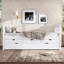 Lit plateforme simple avec tiroirs et lit gigogne, lit de jour en bois massif, sans sommier, blanc-792134845