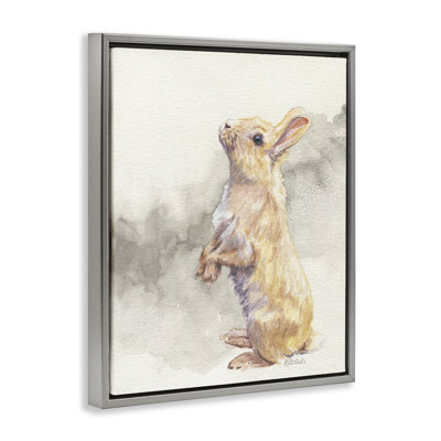 "Debout lapin", aquarelle encadrée par Jennifer Redstreake
