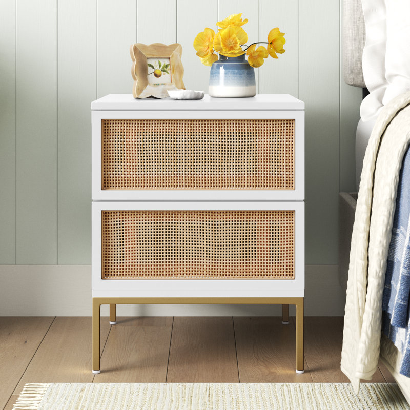 Prudhoe 18'' W Nightstand, Gold/White
