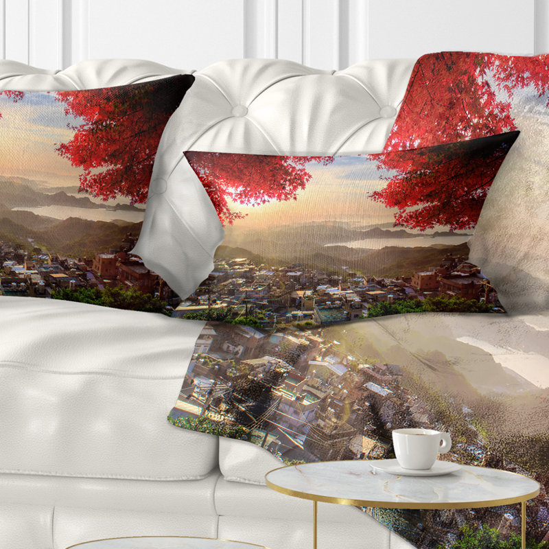 Coussin décoratif de Taïwan avec arbres rouges - paysage de Taïwan