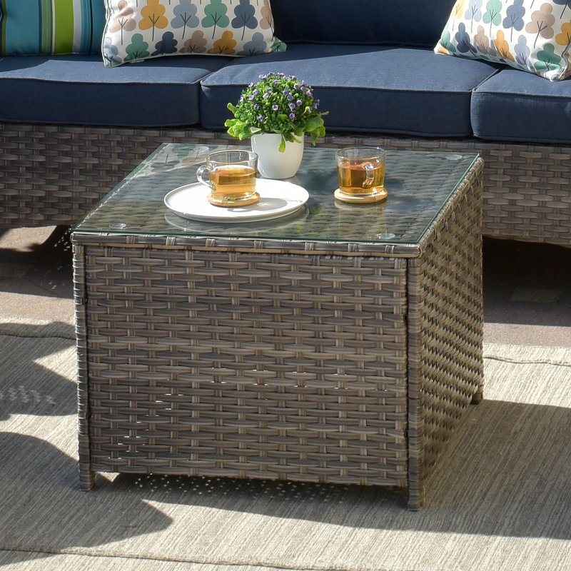 Table basse en rotin Kaniha, Gris