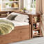 Lit de jour double en bois massif avec couchette, tiroirs de rangement, tablettes latérales et bureau-1982927702-1982927699