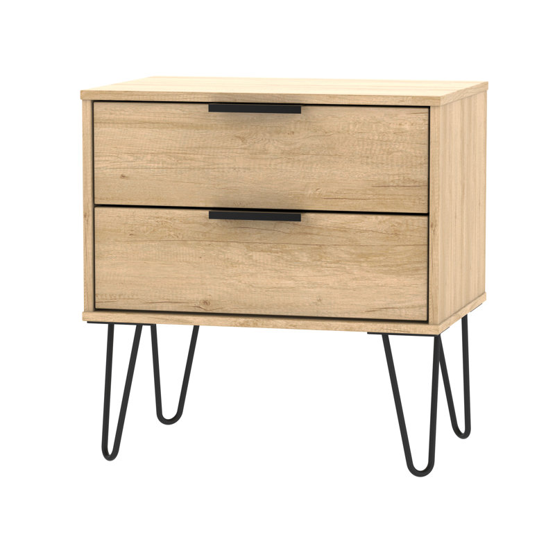 Fully Assembled Berryhill 2 Drawer Bedside Table