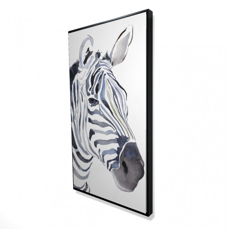 Watercolor zebra - 24"x48" Framed canvas